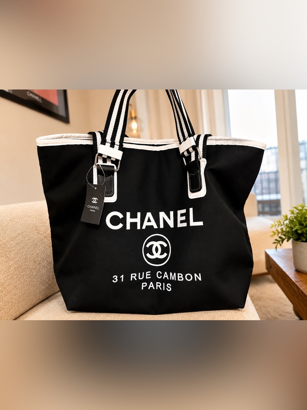 Black Canvas Logo Tote